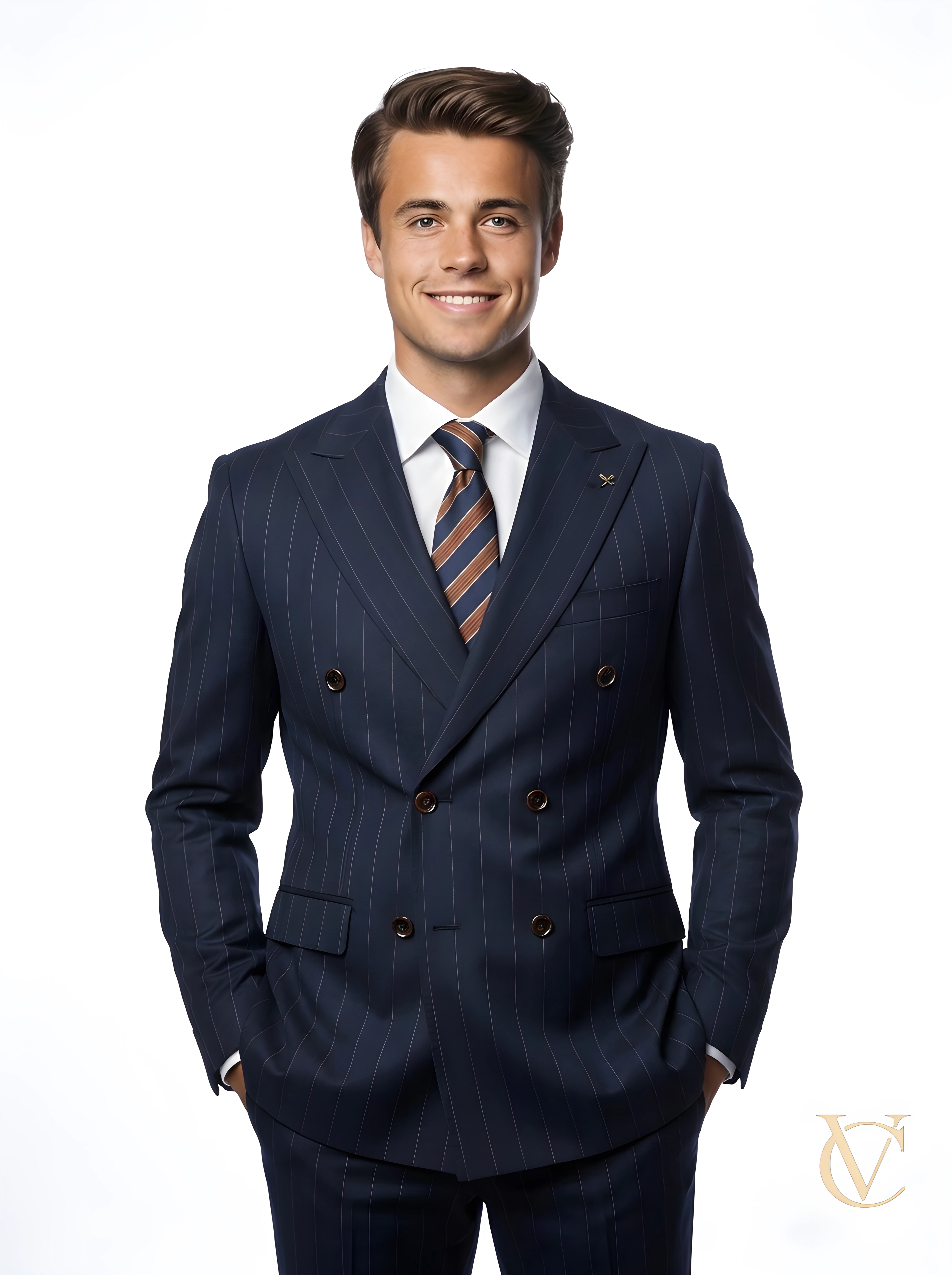 Navy Classic Pinstripe Two-Piece Suit
