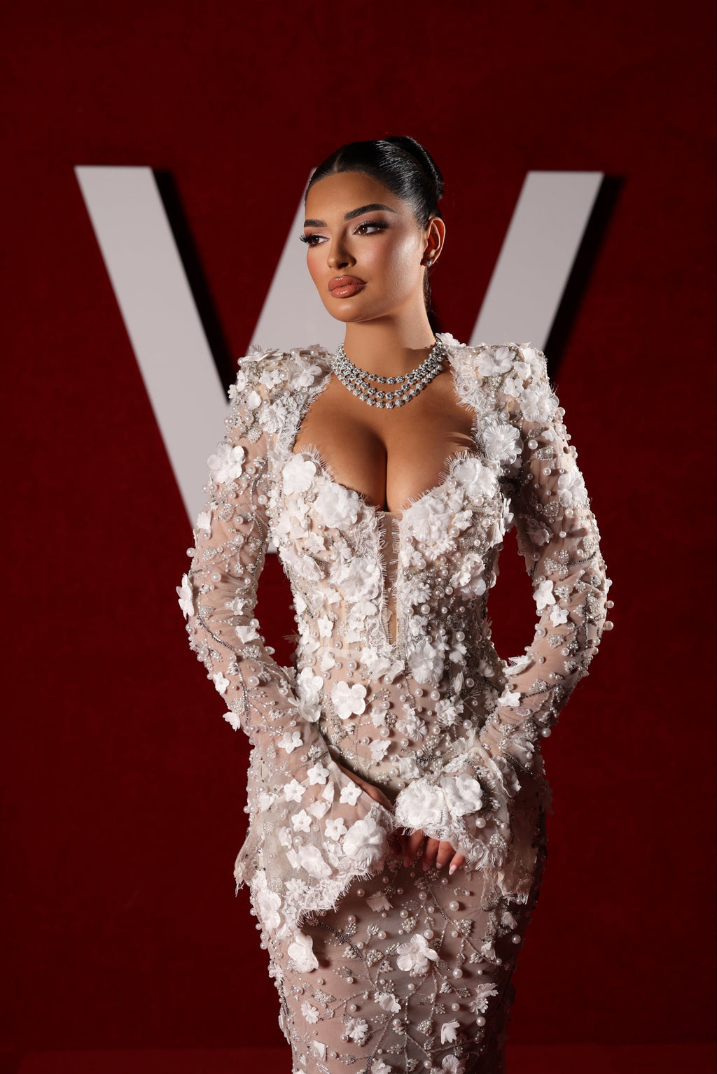 Vanessa - 3D Floral Pearl Corset Mermaid Gown