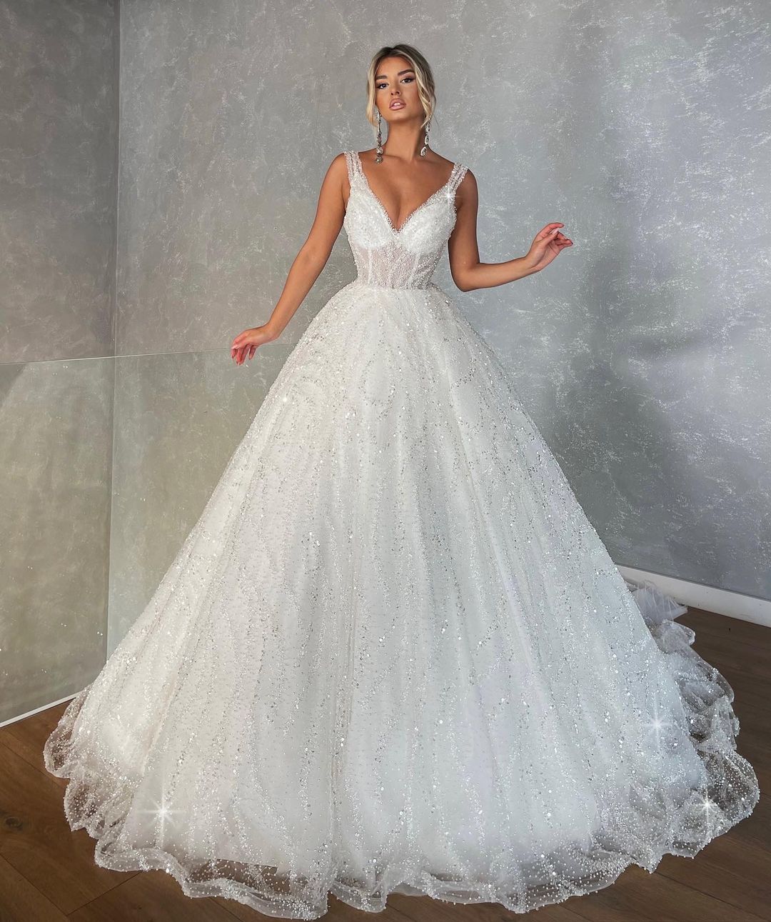 A-Line Embroidered Wedding Dress