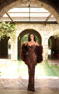 Afrona - Crystal Embellished Thin Strap Gown
