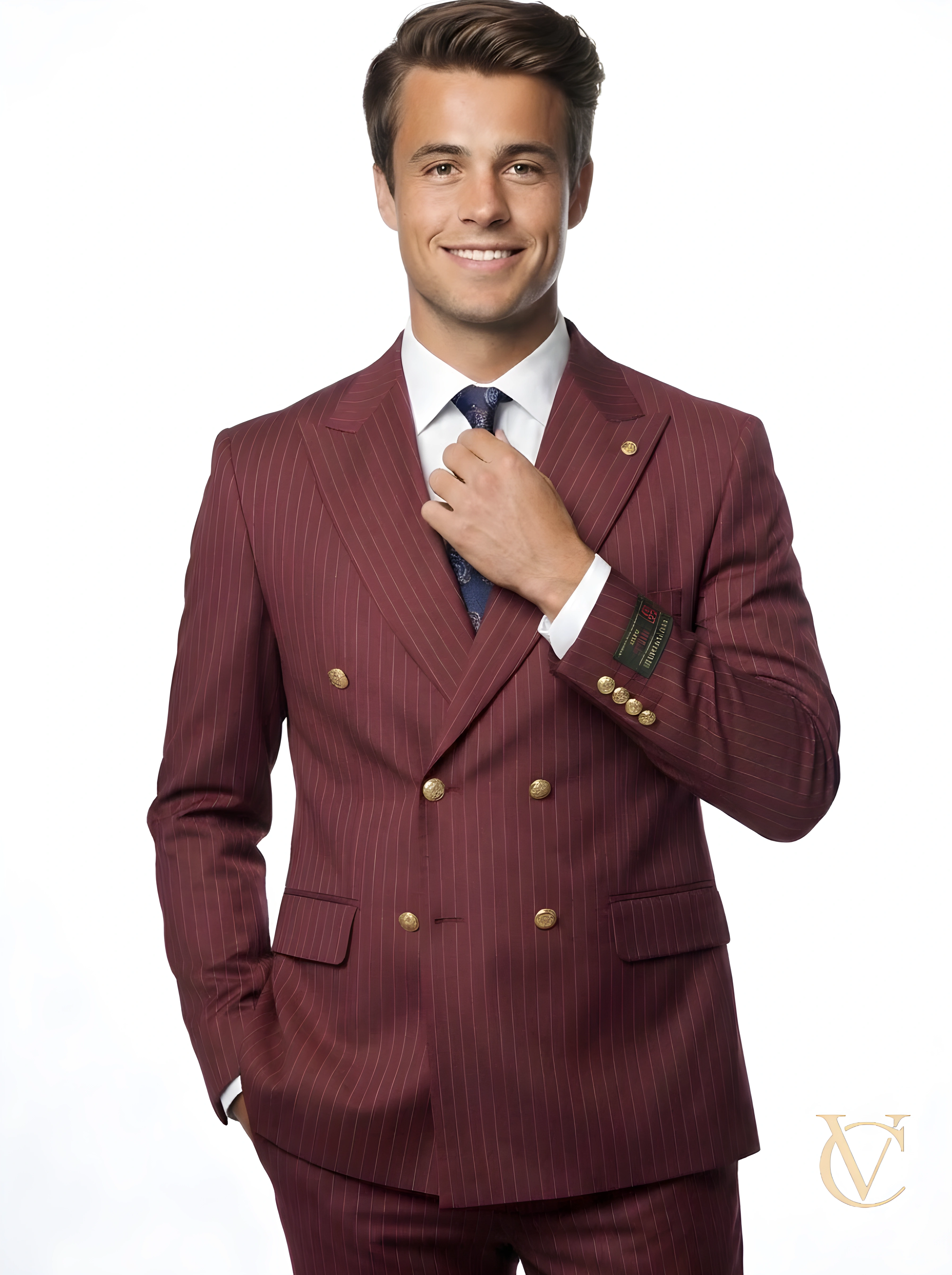 Burgundy Pinstripe  Two-Piece Suit