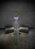 Marielle - Silver Beaded Fringe Gown