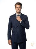 Navy Bold Pinstripe Two-Piece Suit