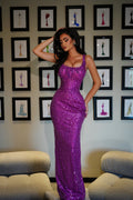 Cataleya - Scoop Neck Sequin Gown