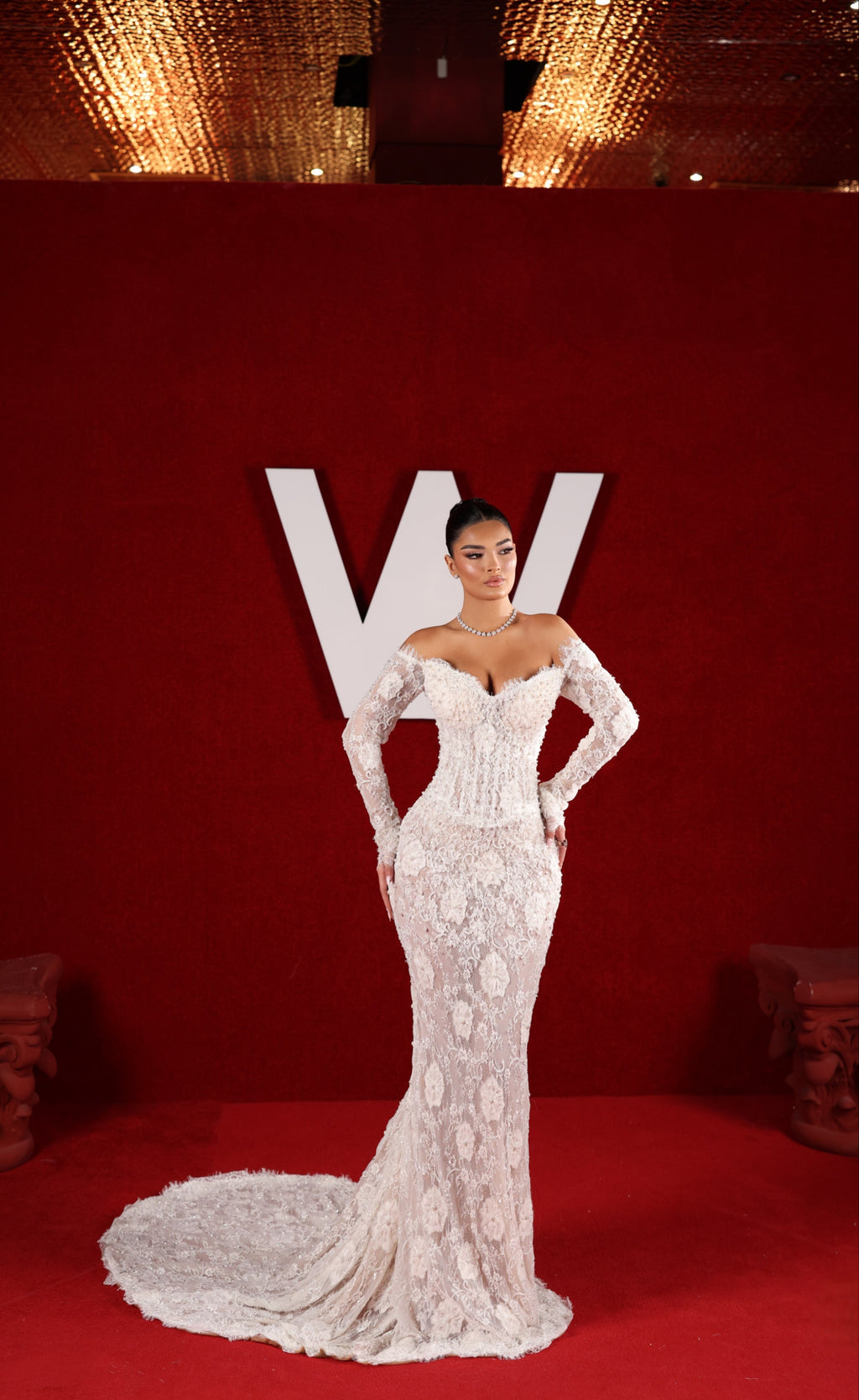 Liara - Off Shoulder Lace Corset Mermaid Gown