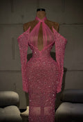 Stèlia – Fuchsia Crystal Cutout Gown