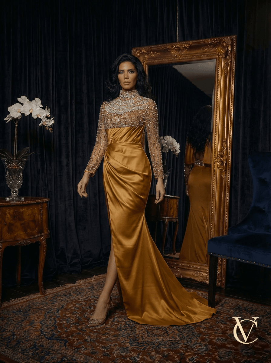 Silver Floral Couture Gown