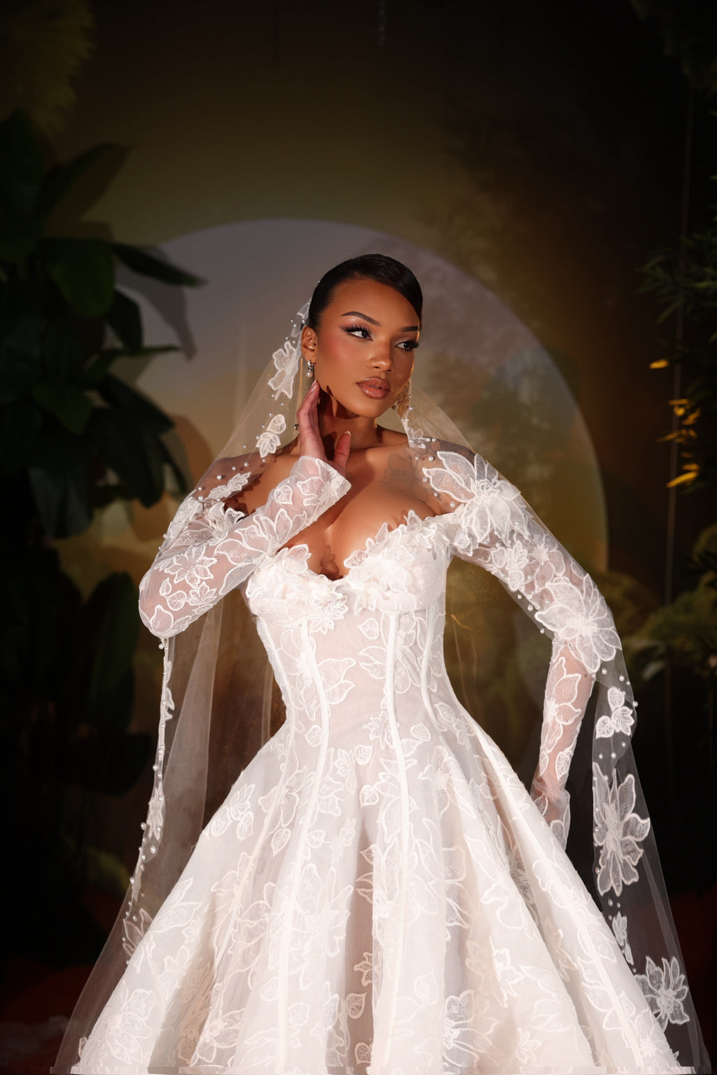 Ardessa- Off Shoulder Floral Lace Gown