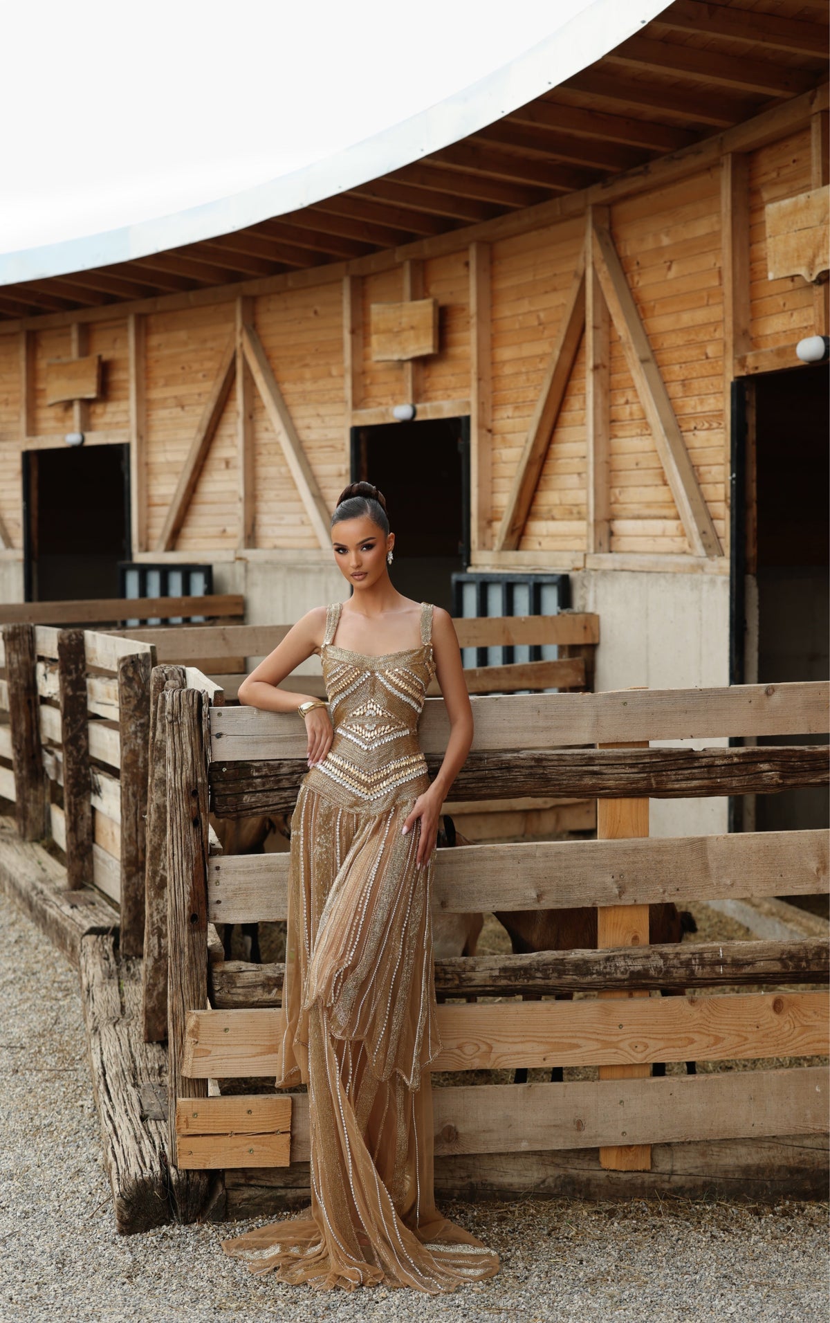 Jona - Beaded Fringe Gown