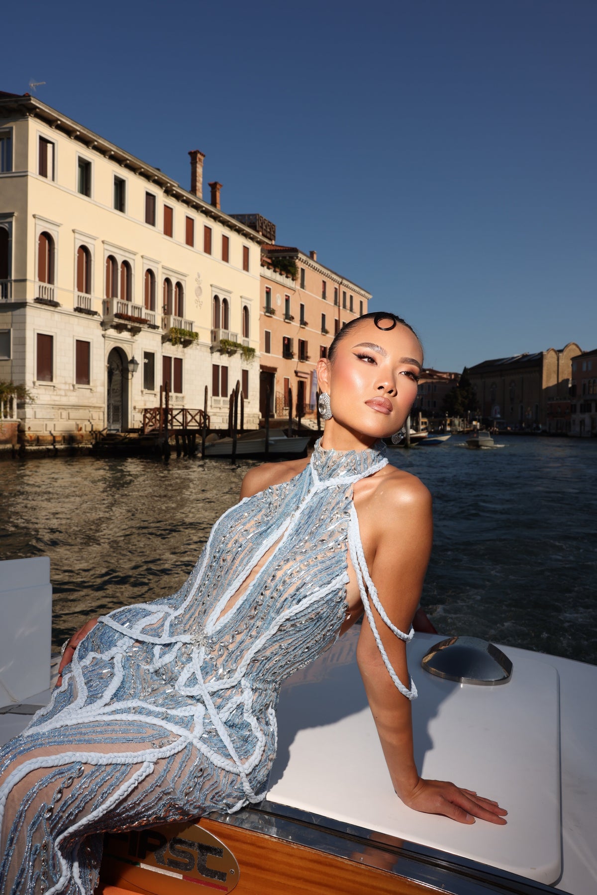 Rosalyn - High Neck Braided Crystal Gown