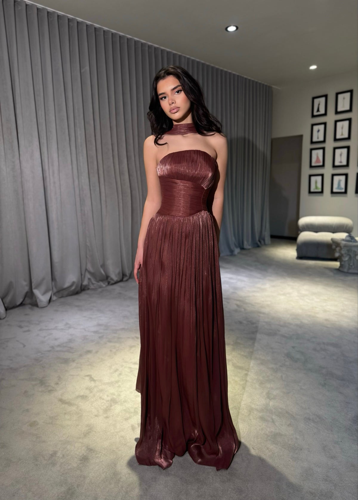 Althea - Strapless Gown with Neck Scarf Detail
