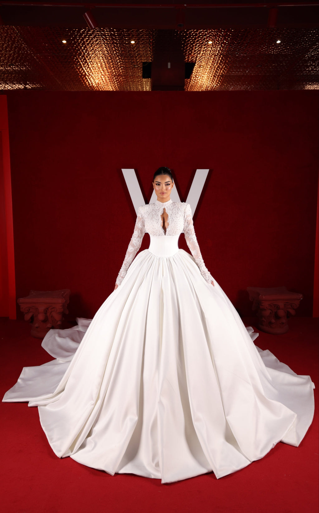 Vessa - High Neck Lace Ball Gown