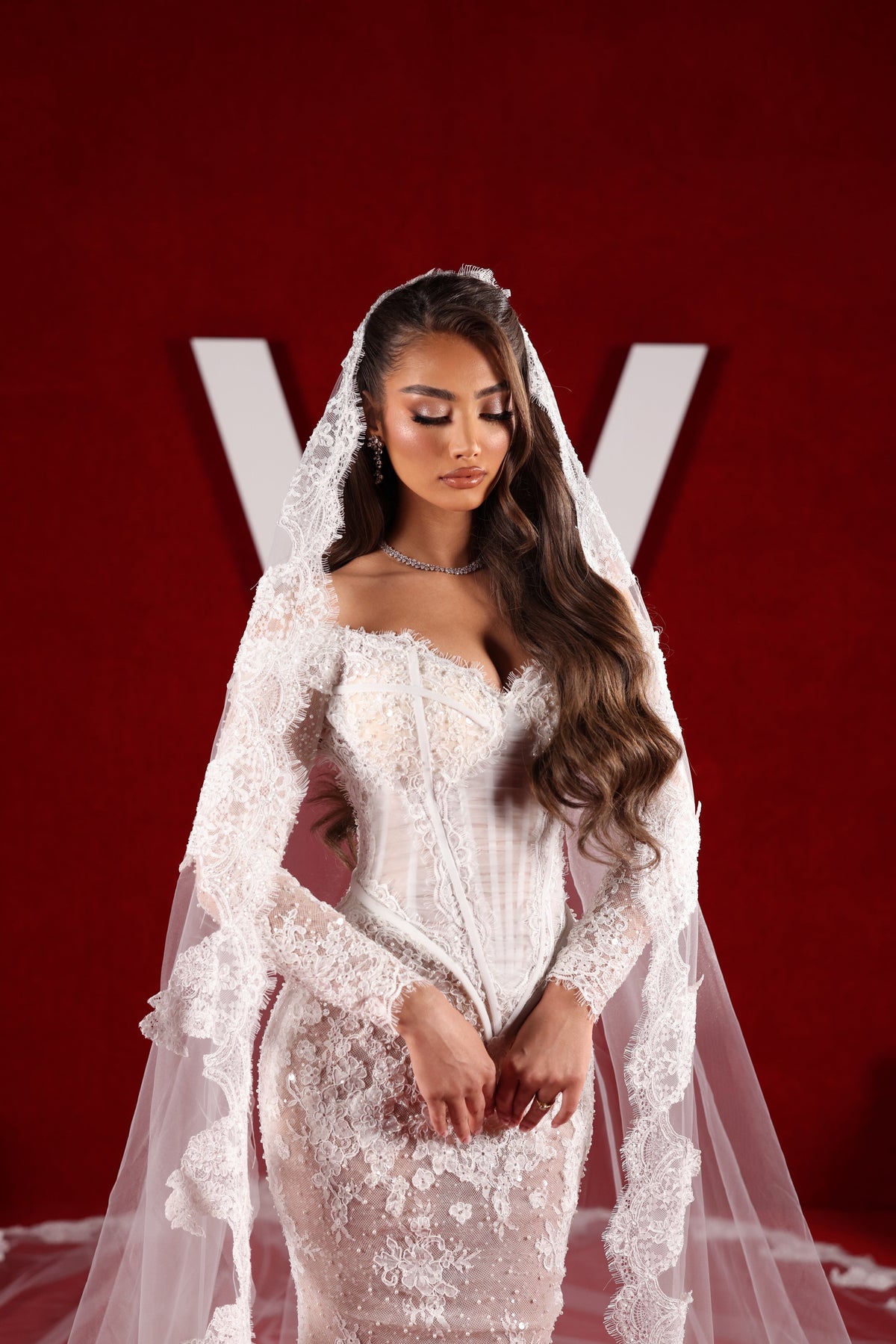 Alviana - Off Shoulder Lace Corset Mermaid Gown