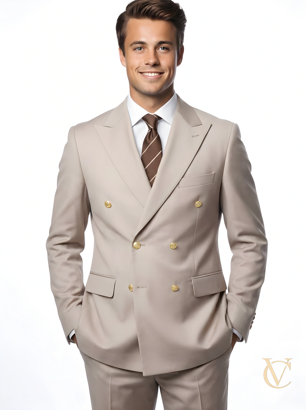 Beige Single-Breasted Blazer