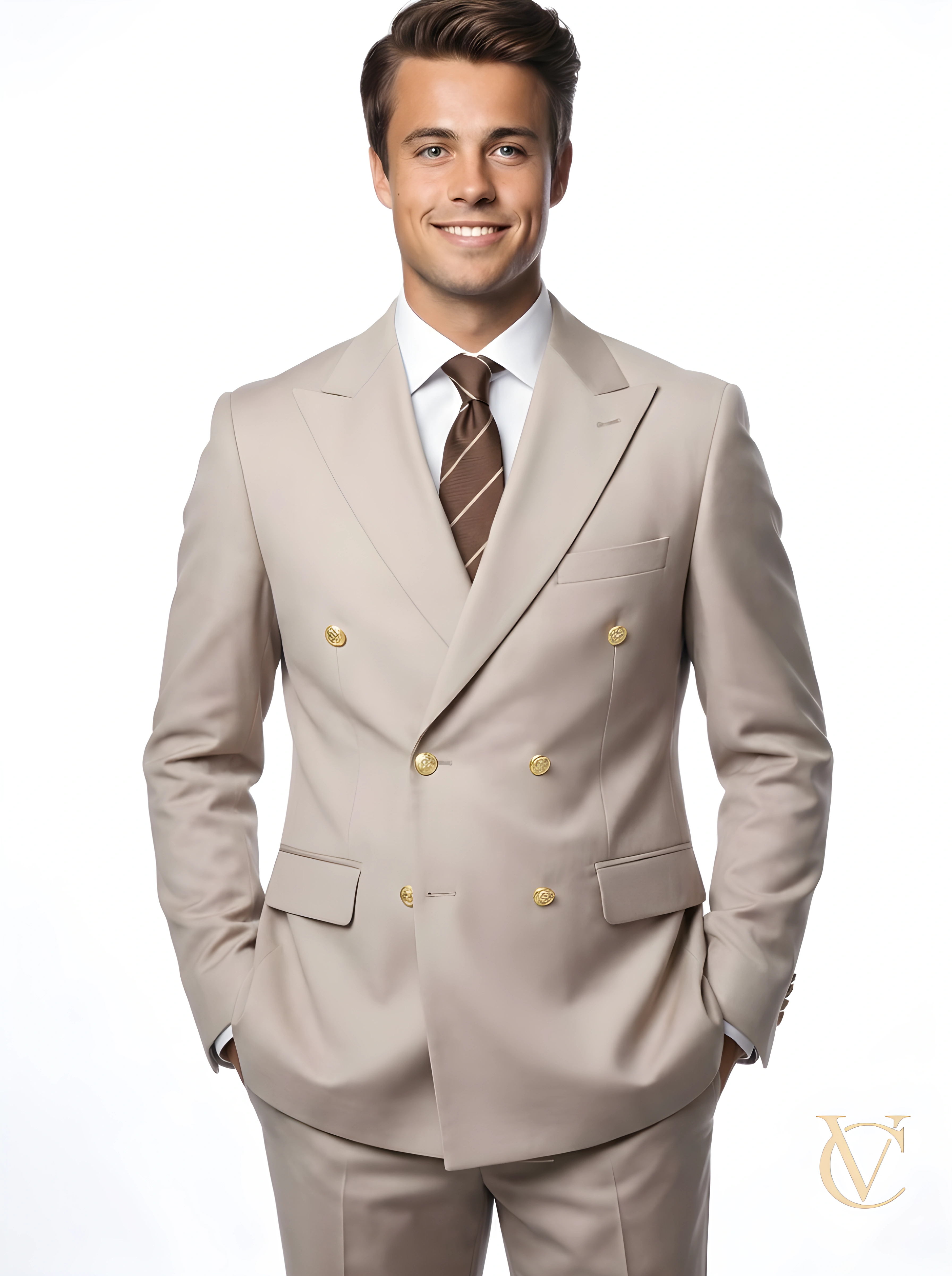Beige Single-Breasted Blazer