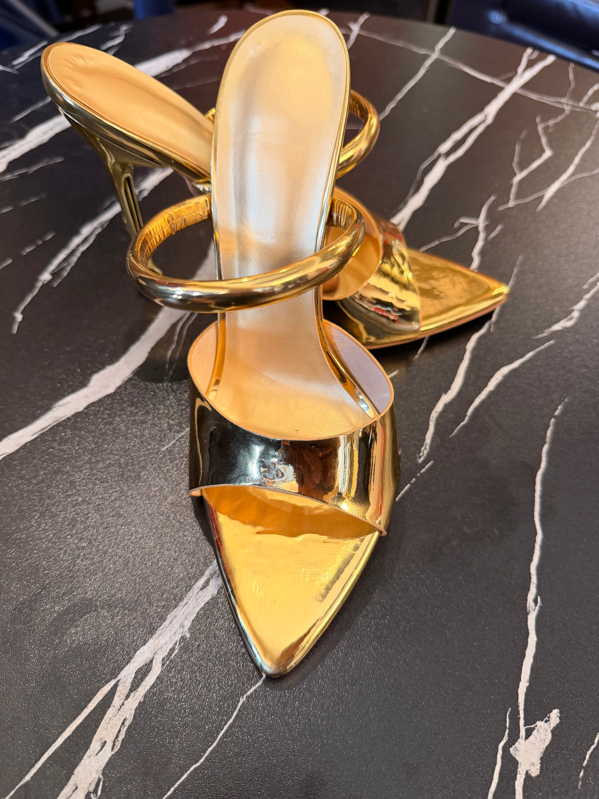 Gold Mirror Metallic Stiletto Heels | Luxury Footwear | Vellure Couture