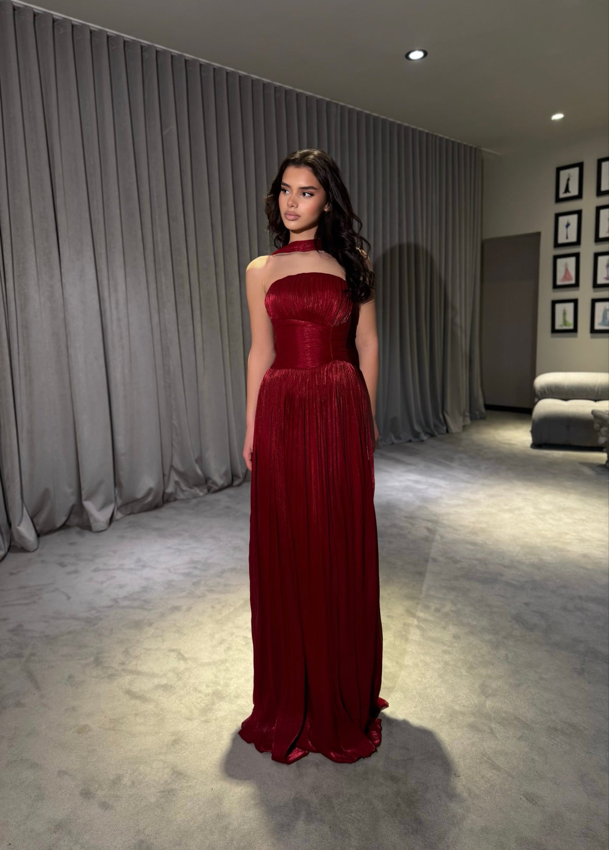 Althea - Strapless Gown with Neck Scarf Detail