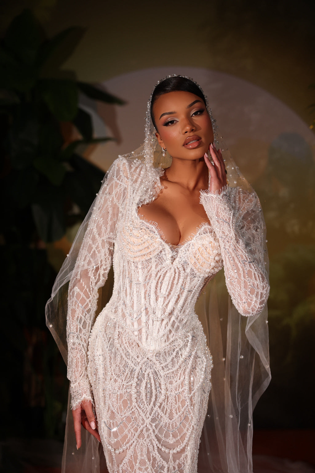 Diarla - Beaded Long Sleeve Gown