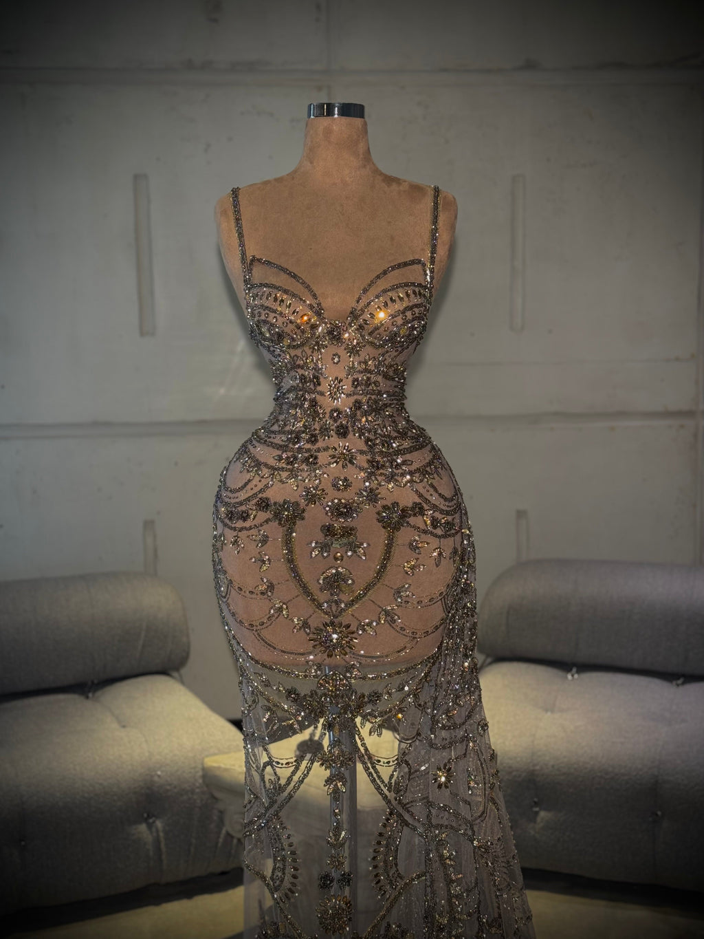 Adelina – Nude Embellished Gown