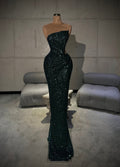Jobelle – Green Sequin Strapless Gown