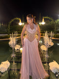 Serenaya – Blush Embellished Flowing Dress