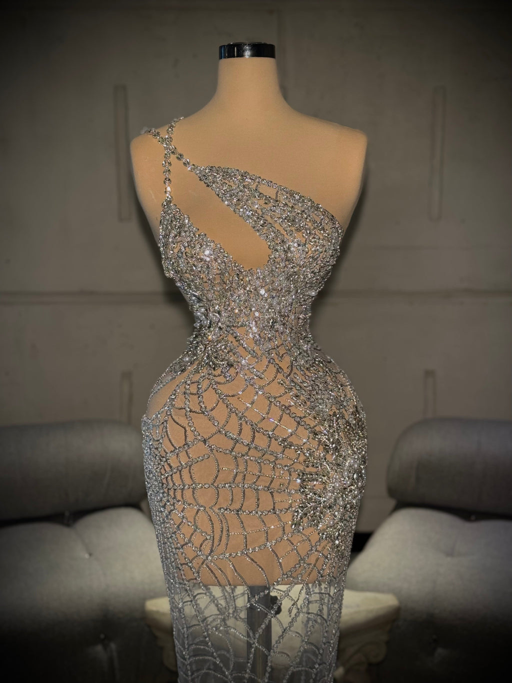 Celestina – Crystal Asymmetrical Gown