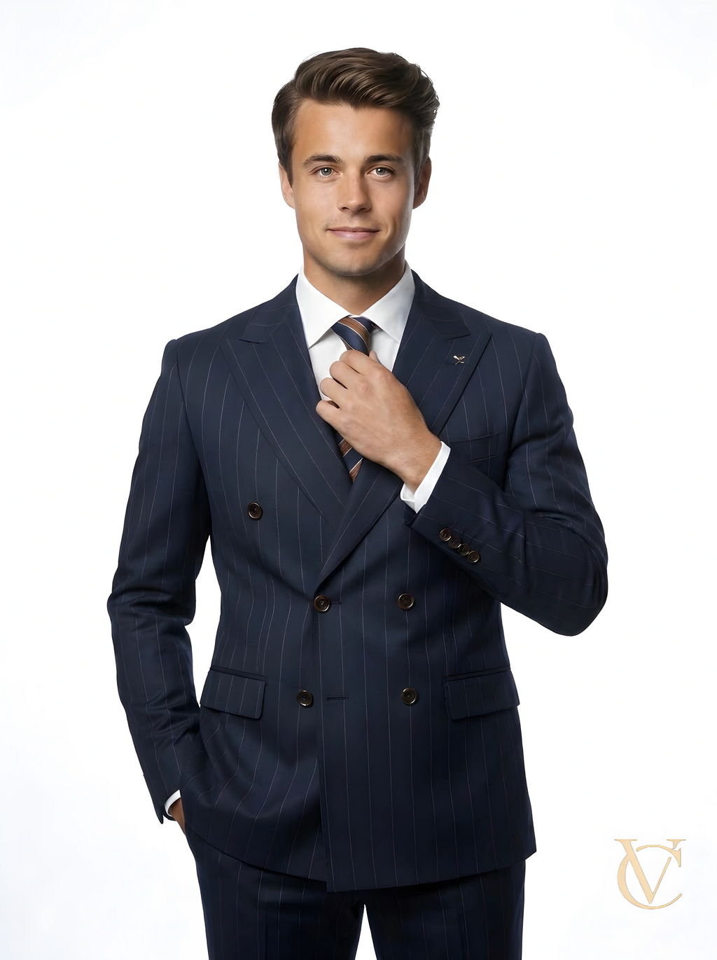 Navy Classic Pinstripe Two-Piece Suit