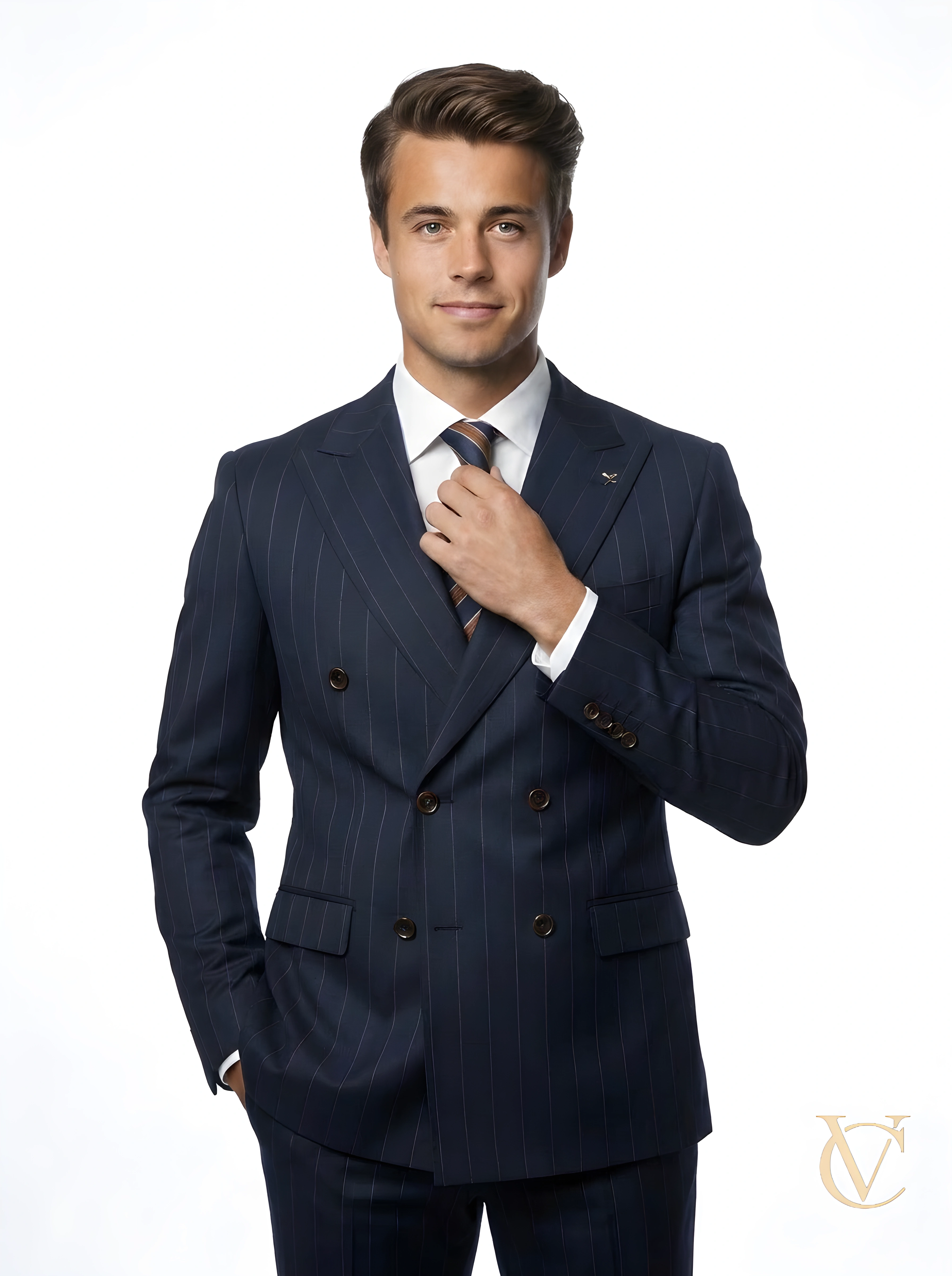 Navy Classic Pinstripe Two-Piece Suit