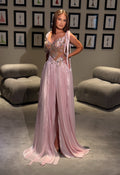 Adila - Floral Embellished Chiffon Gown