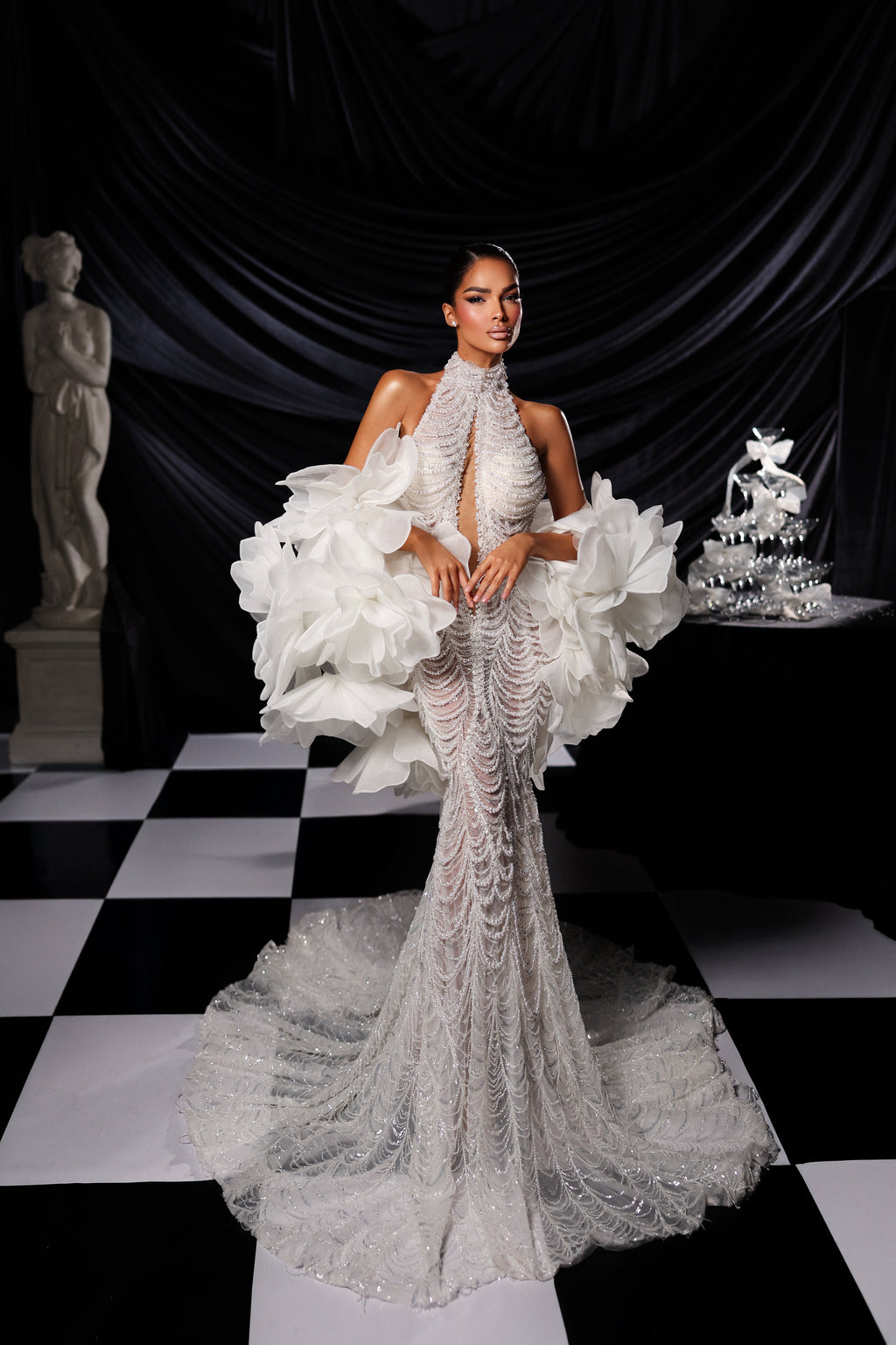 High Neck Beaded Bridal Gown