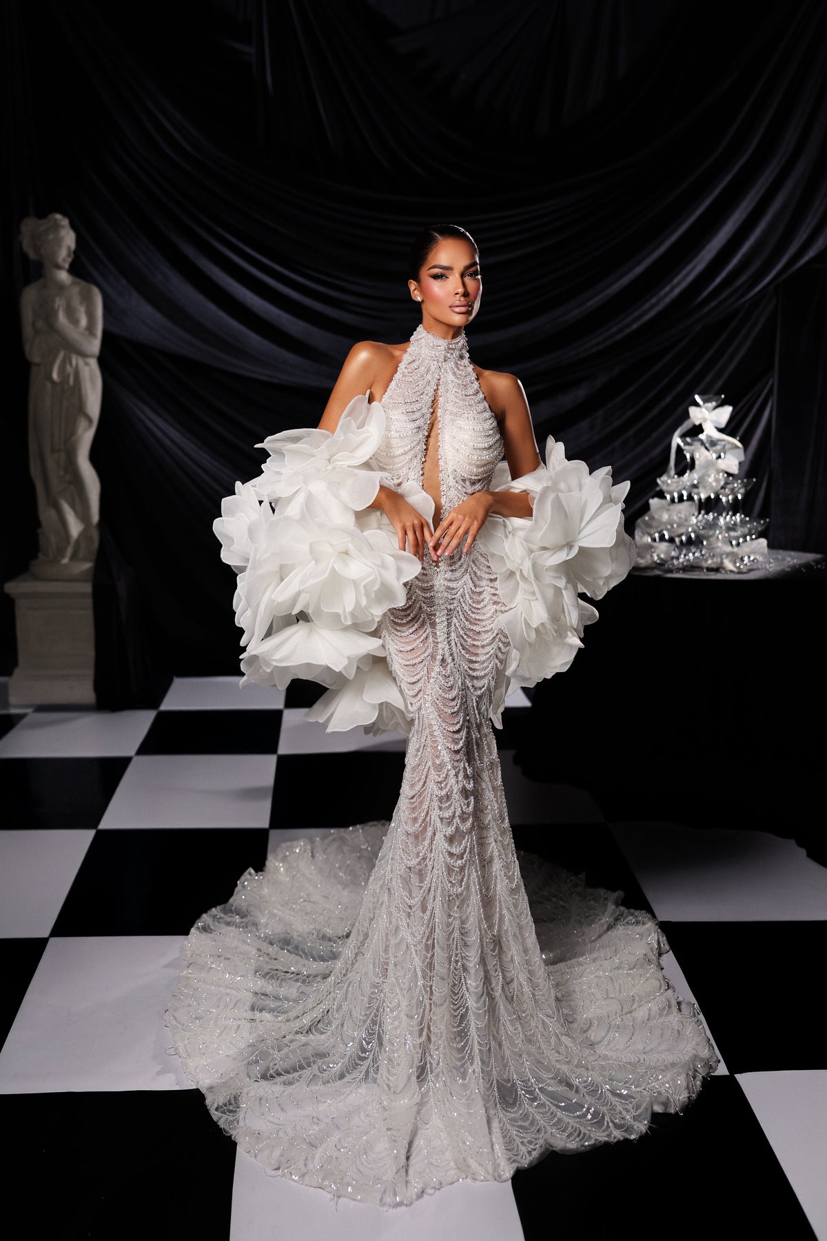 High Neck Beaded Bridal Gown