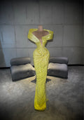 Alèira - Off-Shoulder Yellow Crystal Gown