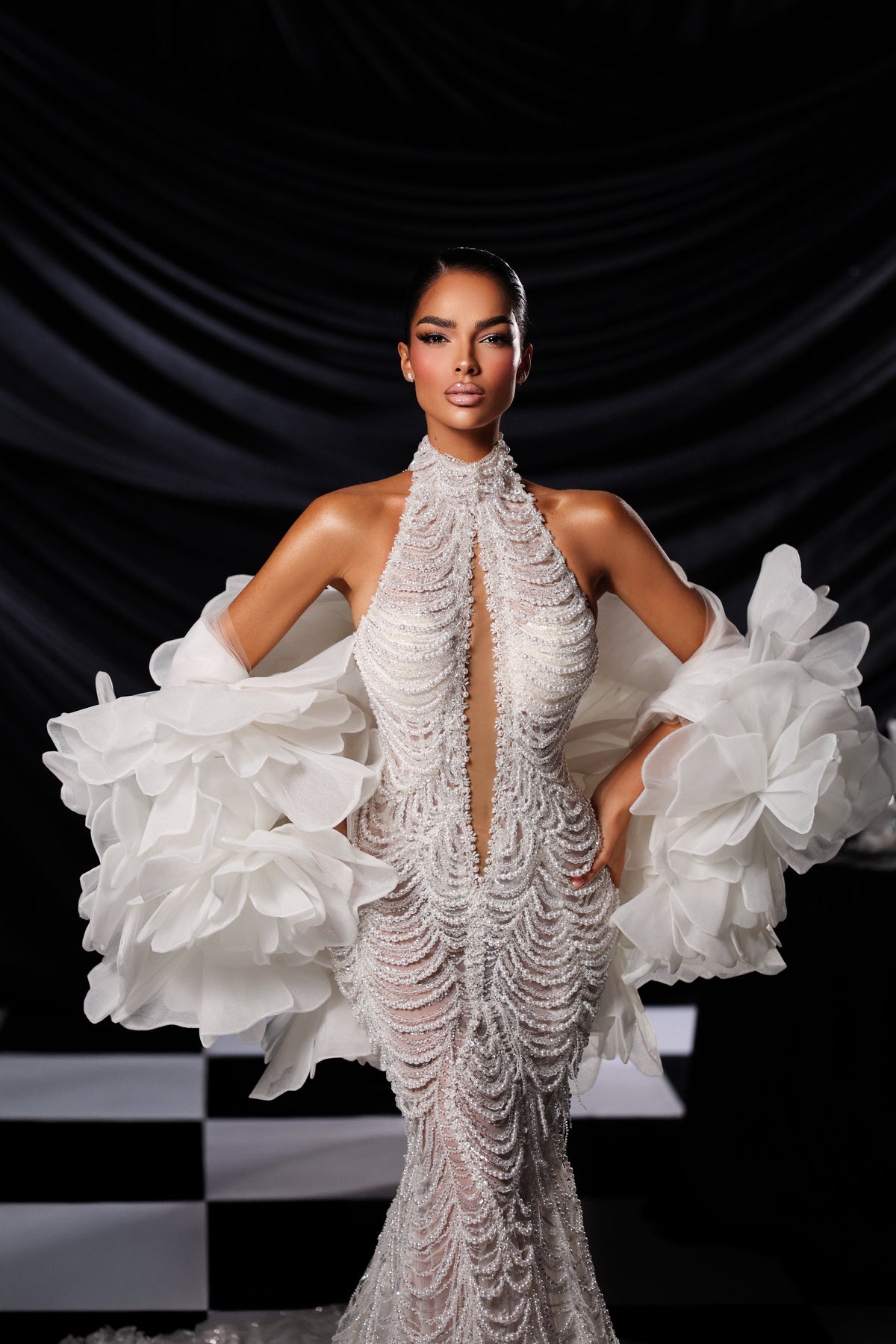 High Neck Beaded Bridal Gown