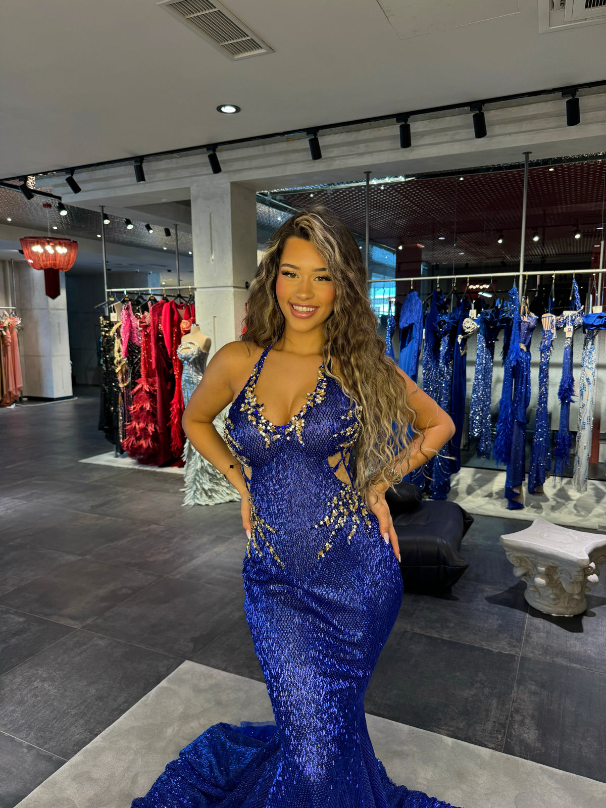 Sapphire Flame Sequin Gown