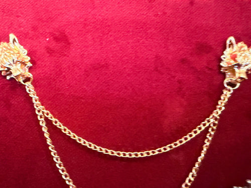Gold Wolf Head Lapel Chain