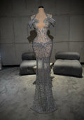 Avella - Silver Crystal Mermaid Gown