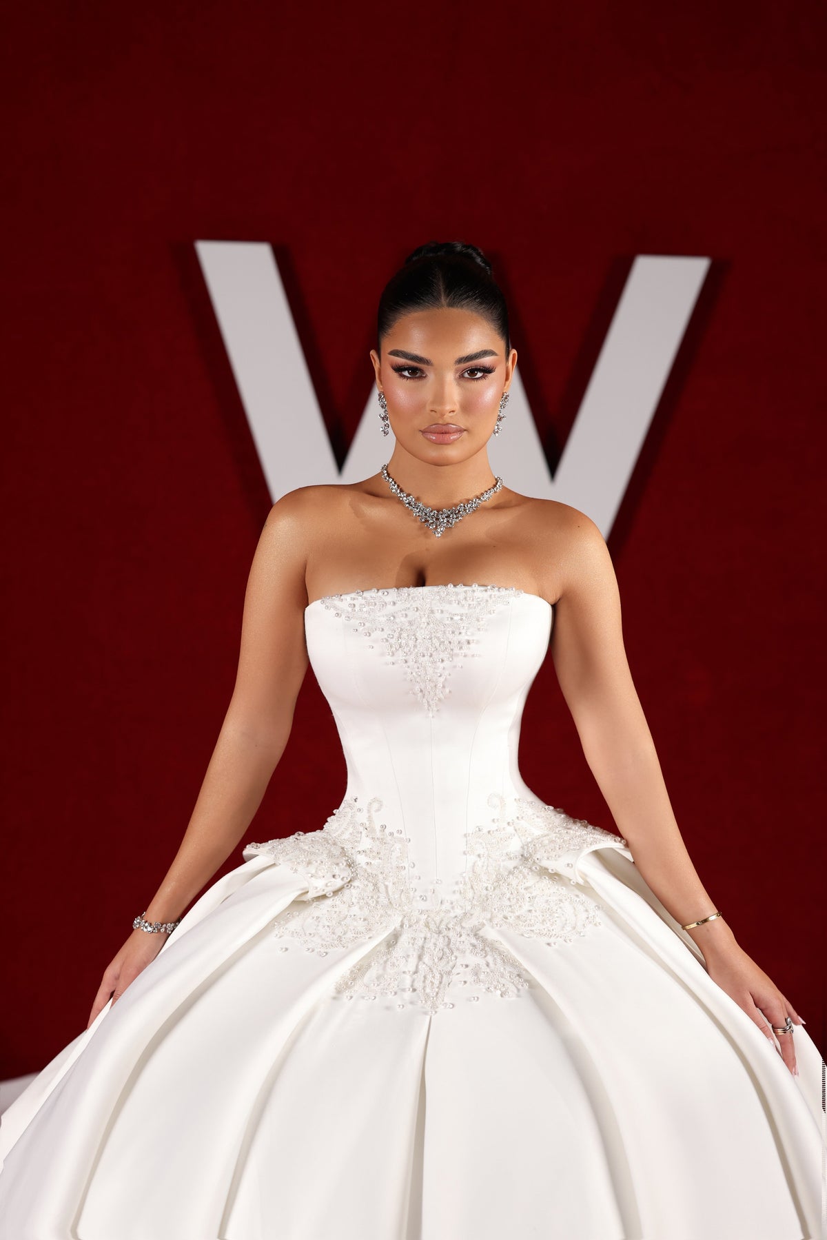 Arlena - Strapless Corset Ball Gown with Bow Train
