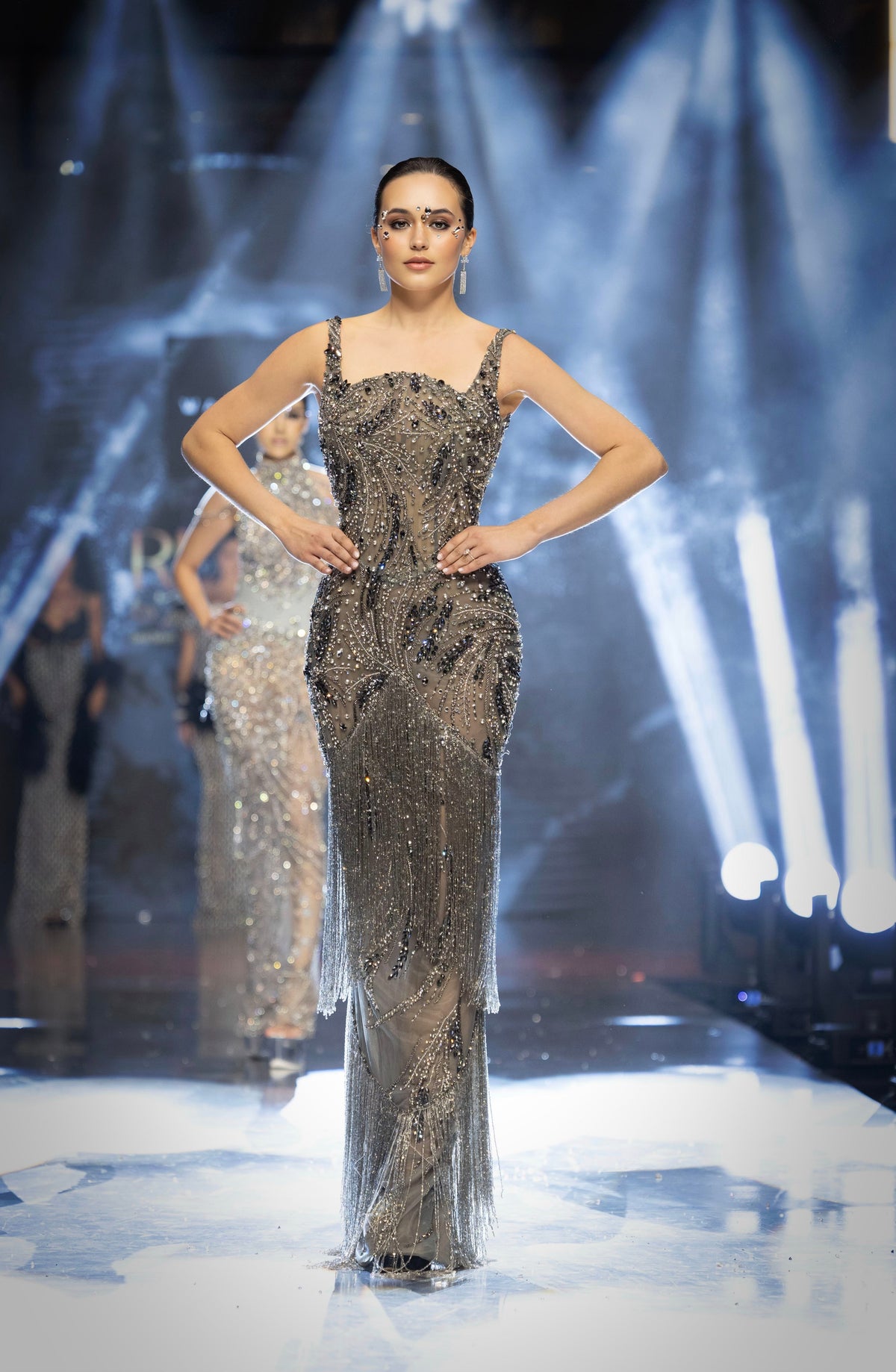 Vittoria - Beaded Fringe Gown