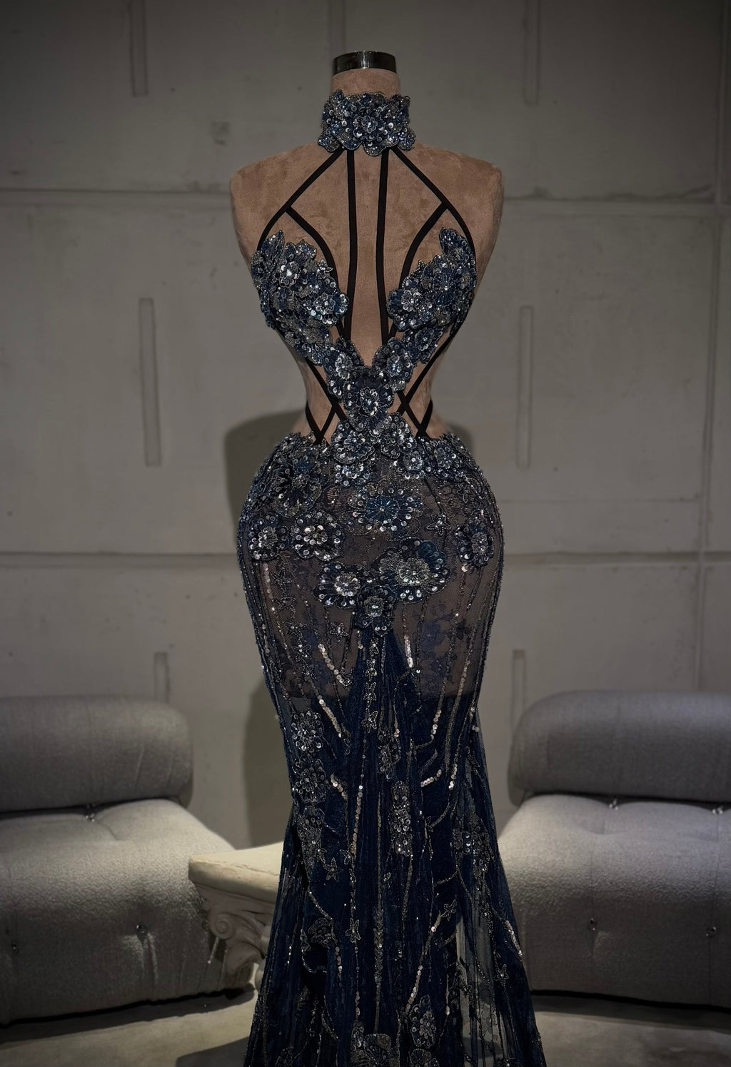 Celene - High Neck Embellished Gown