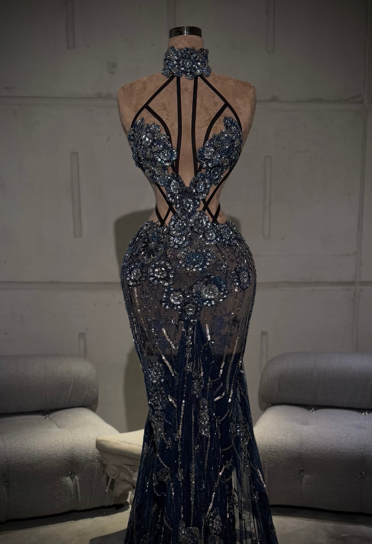 Celene - High Neck Embellished Gown
