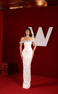 Neya - Off Shoulder Crystal Trim Gown