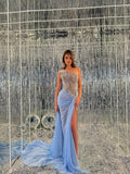 Anayla - Crystal Draped One Shoulder Gown