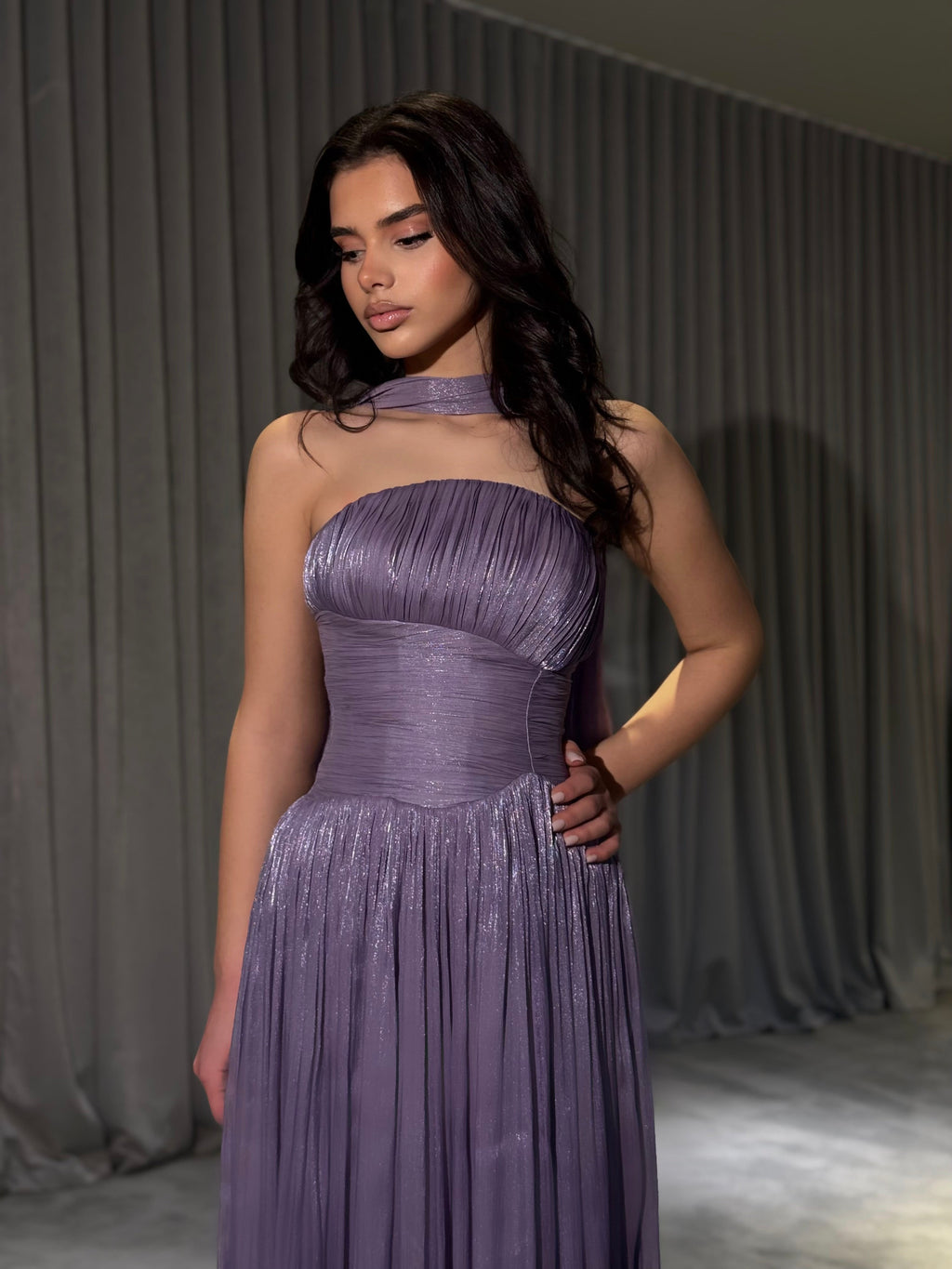 Althea - Strapless Gown with Neck Scarf Detail