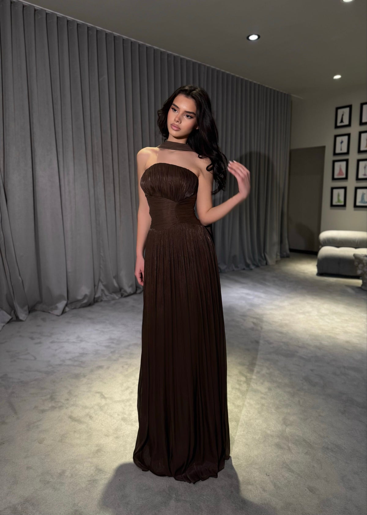Althea - Strapless Gown with Neck Scarf Detail