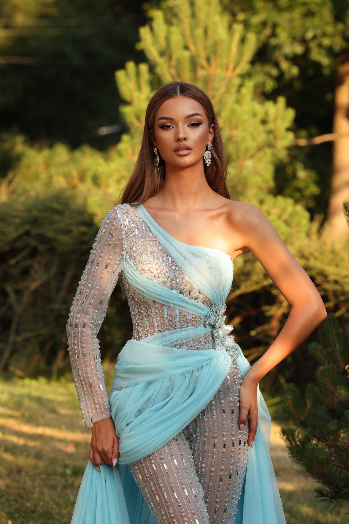 Aurelia – One Shoulder Crystal Tulle Gown