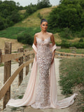 Amélise - Beaded corset shawl gown