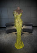 Yenna - One Shoulder Yellow Crystal Gown