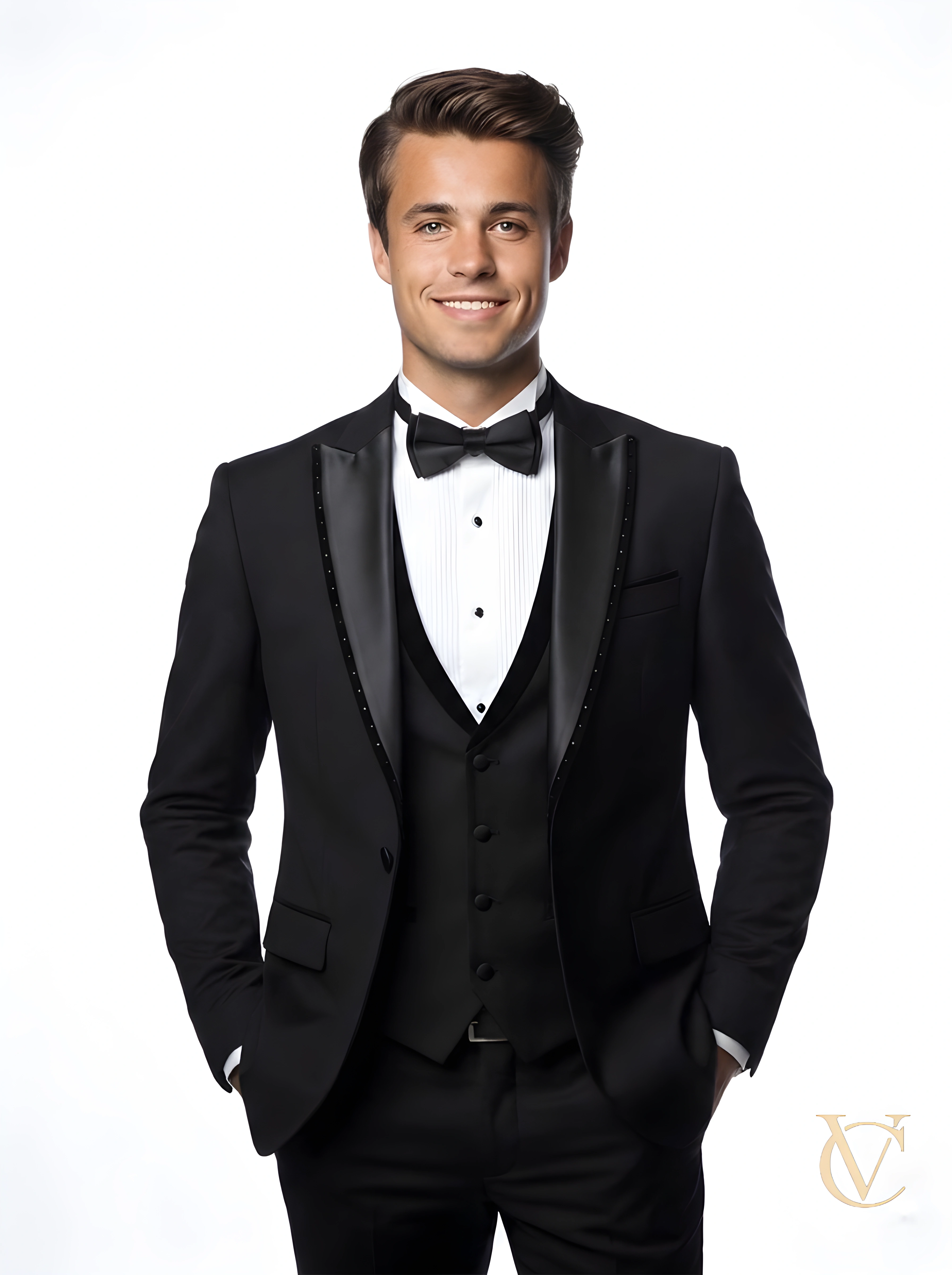 Noir Couture Three-Piece Tuxedo  Suit