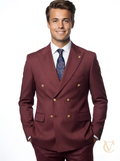 Burgundy Pinstripe  Two-Piece Suit