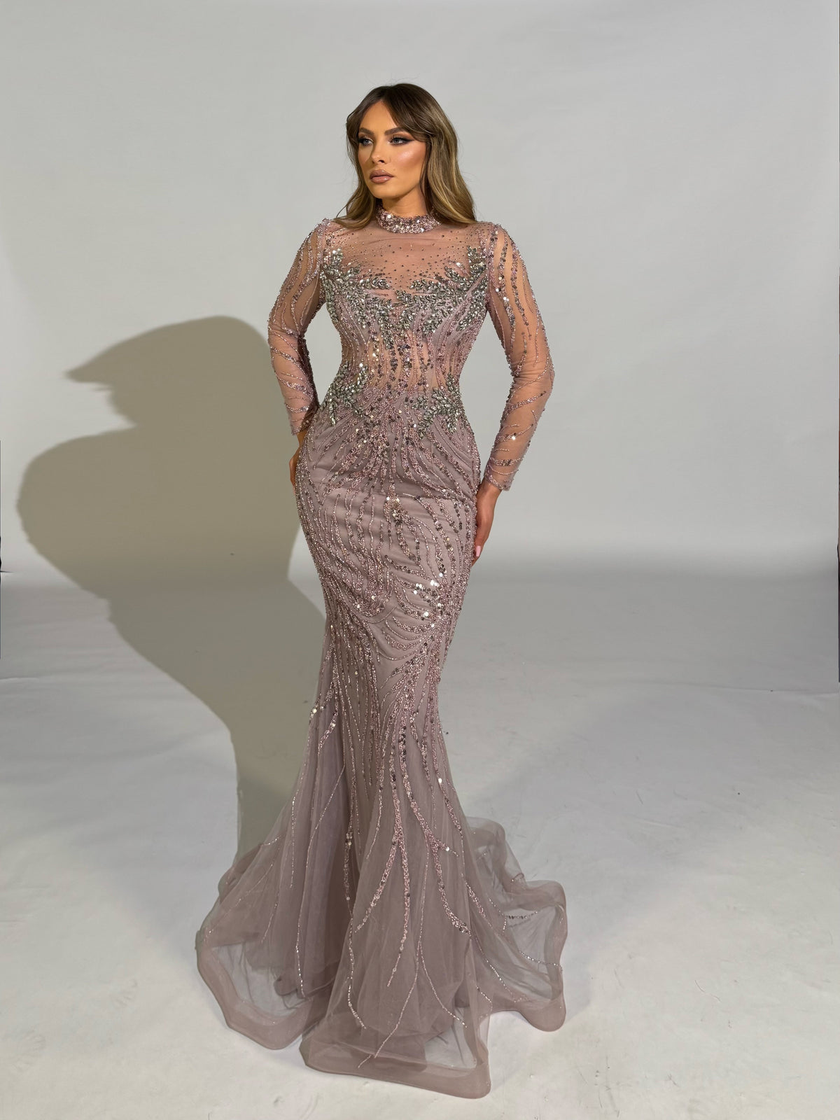 High Neck Embellished Mermaid Gown